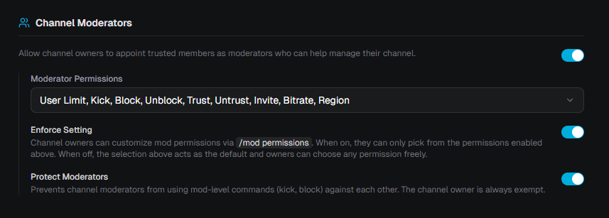 Channel Mod Configuration