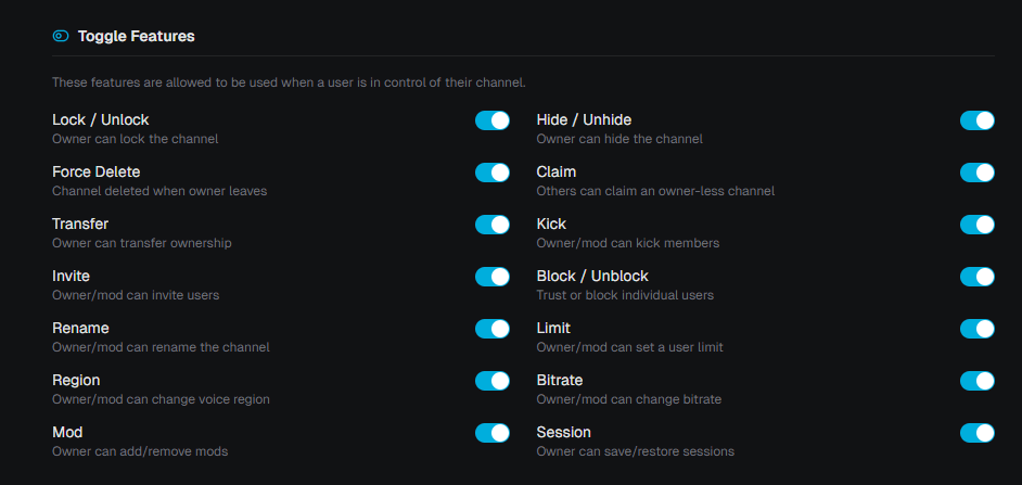 Toggle Features