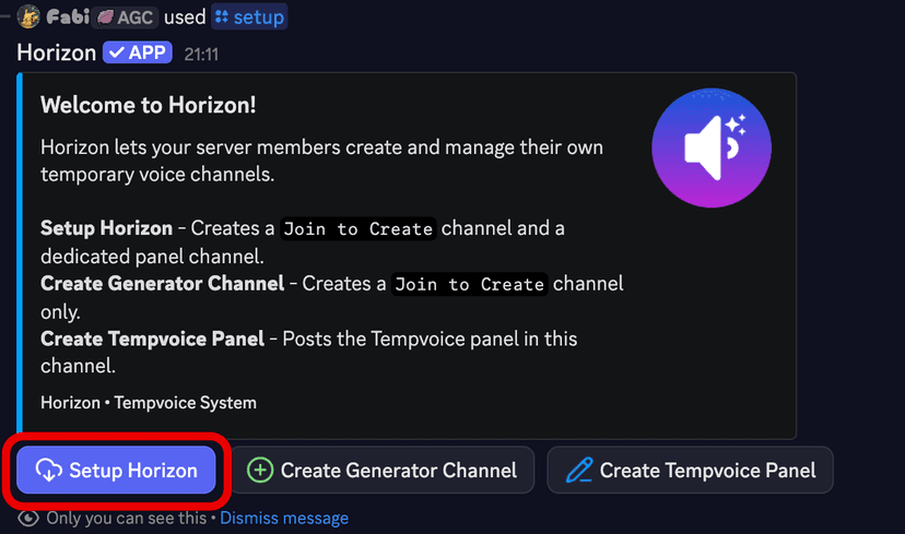 The /setup command